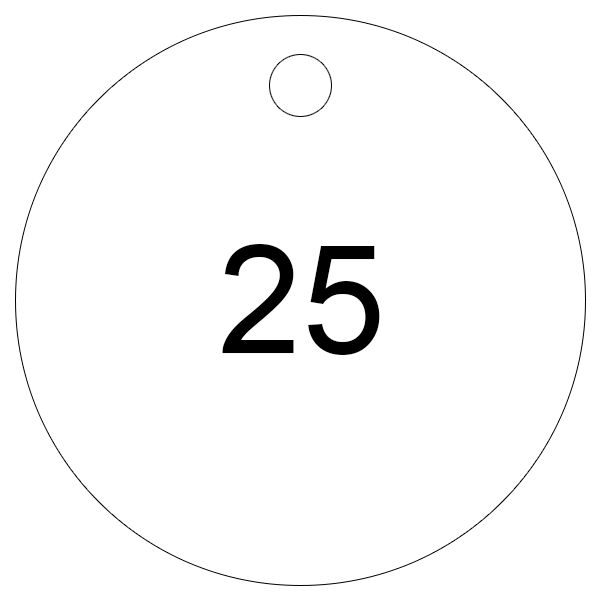 White with black etching 1 to 25