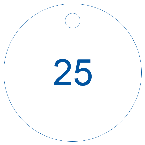 White with blue etching 1 to 25