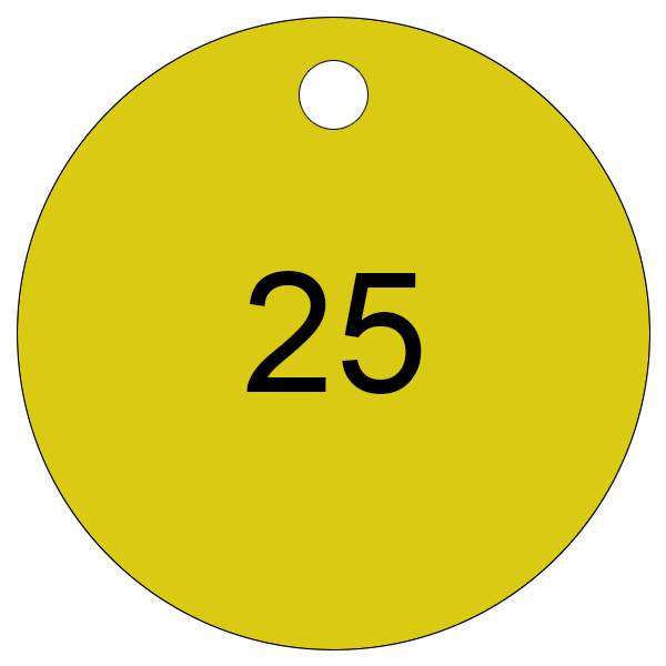Yellow with black etching 1 to 25