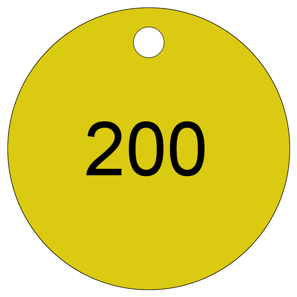 Yellow with black etching 1 to 200