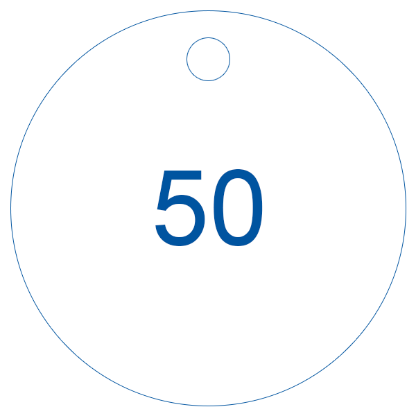 White with blue etching 1 to 50