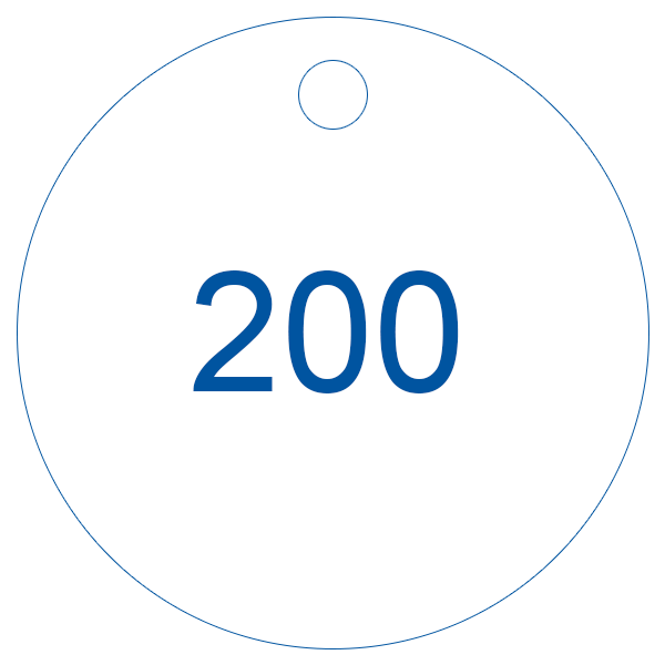 White with blue etching 1 to 200