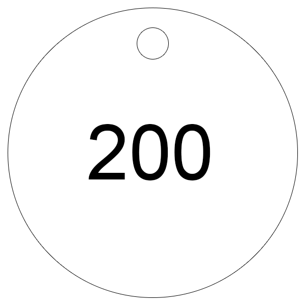 White with black etching 1 to 200