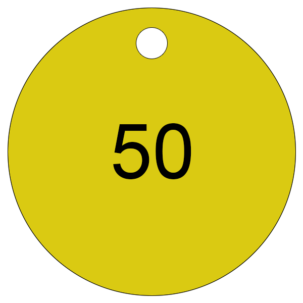 Yellow with black etching 1 to 50